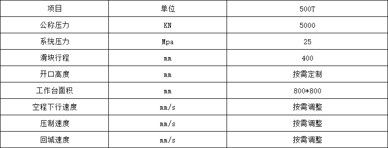 500噸錨桿托盤液壓機技術參數 500噸錨桿托盤液壓機技術參數