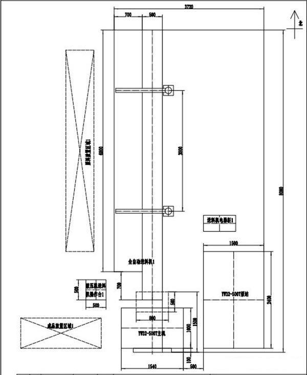 500噸錨桿托盤生產線安裝布局圖 500噸錨桿托盤生產線安裝布局圖